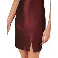 One-Shoulder Puff-Sleeve Lurex Mini Dress