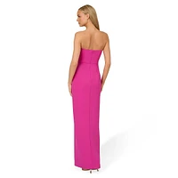 Bow-Trim Sleeveless Crepe Column Gown