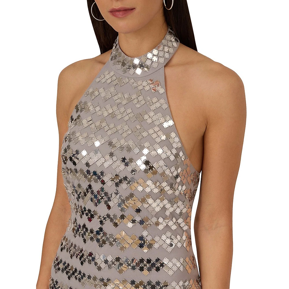 Beaded Mesh Swing Dress