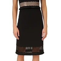 Sleeveleess Mesh-Panel Sheath Dress