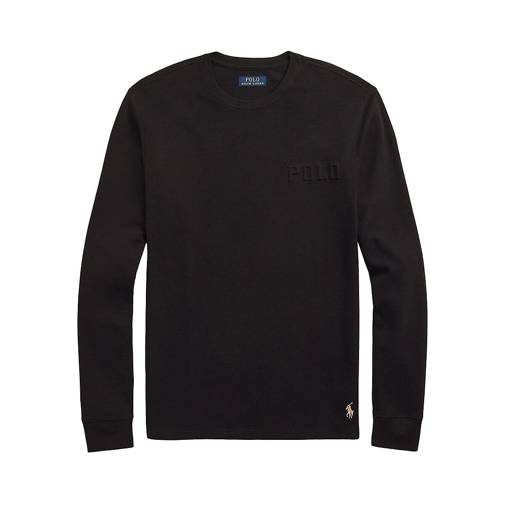 T-shirt de nuit en maille gaufrée à encolure ras du cou