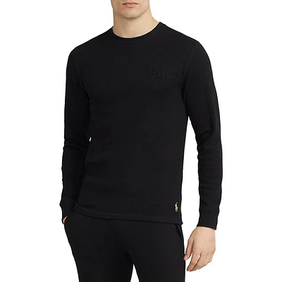 T-shirt de nuit en maille gaufrée à encolure ras du cou