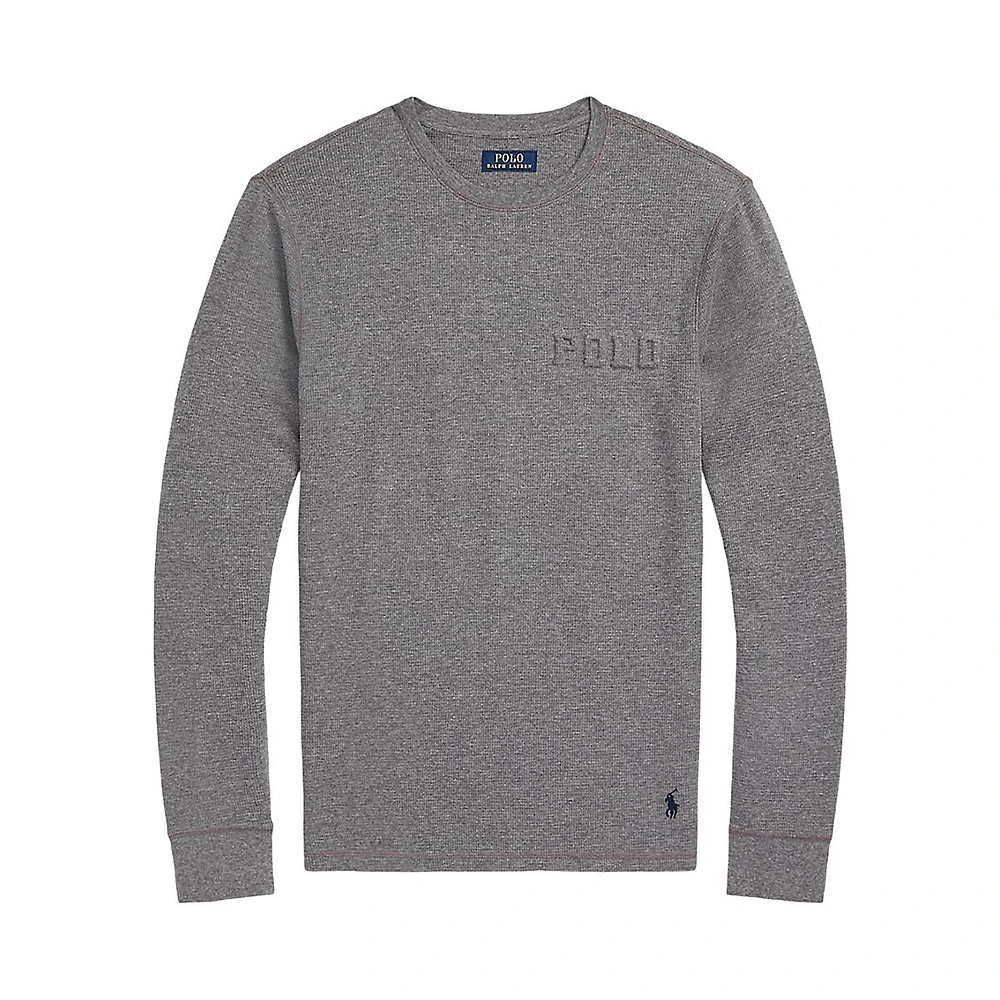 Embossed Waffle-Knit Crewneck Sleep Shirt