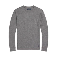 Embossed Waffle-Knit Crewneck Sleep Shirt