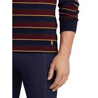 Striped Waffle-Knit Long-Sleeve Sleep T-Shirt