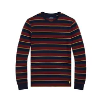Striped Waffle-Knit Long-Sleeve Sleep T-Shirt