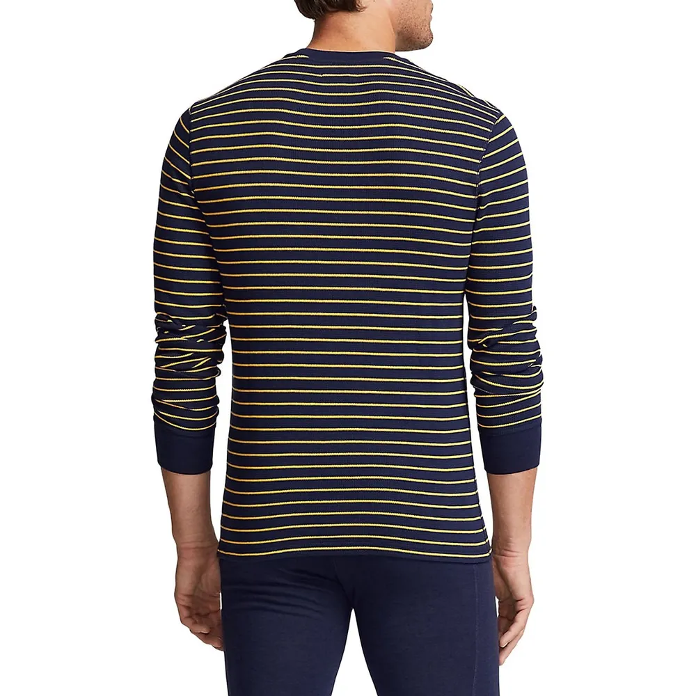 Striped Waffle-Knit Sleep Shirt