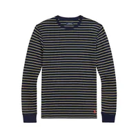 Striped Waffle-Knit Sleep Shirt