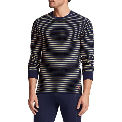 Striped Waffle-Knit Sleep Shirt