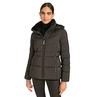 Faux-Fur Lined Hooded Puffer Jacket