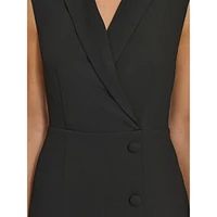 Double-Breasted Blazer Dress With Chiffon Insert