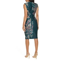 Floral Scuba Crepe Sleeveless Sheath Dress