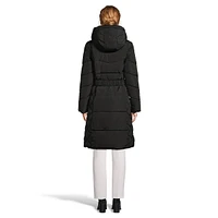 Belted Knee-Length Puffer Jacket