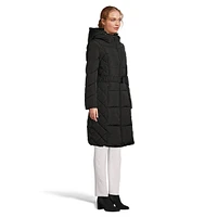 Belted Knee-Length Puffer Jacket