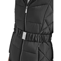 Belted Knee-Length Puffer Jacket