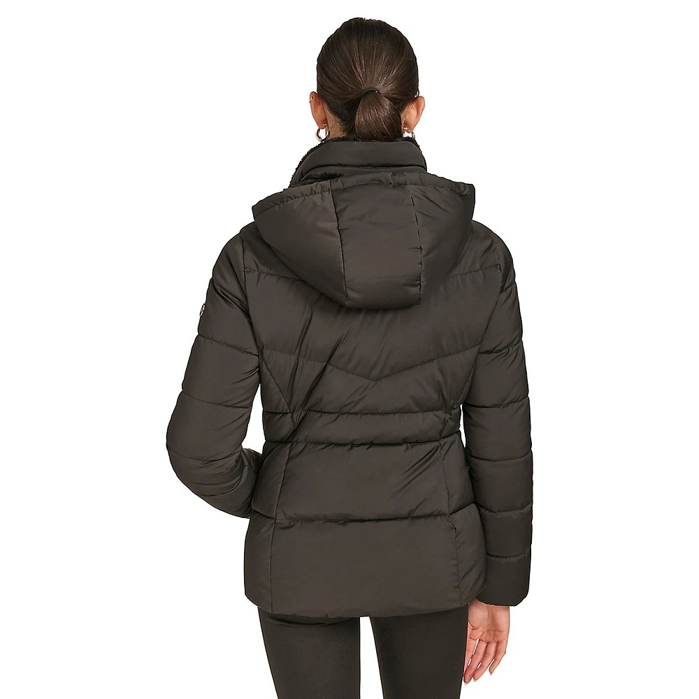 Faux-Fur Lined Hooded Puffer Jacket