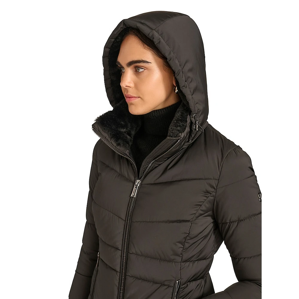 Faux-Fur Lined Hooded Puffer Jacket