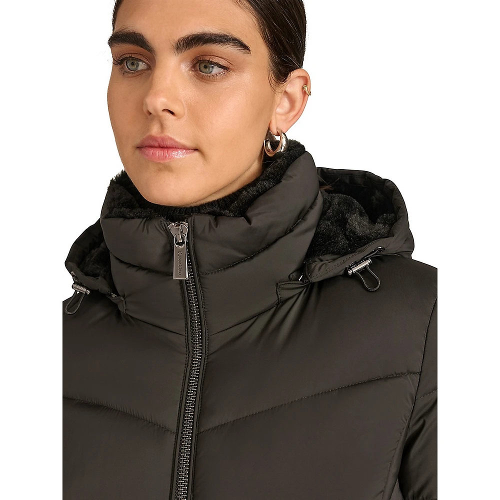 Faux-Fur Lined Hooded Puffer Jacket