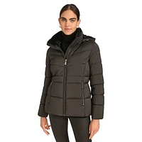 Faux-Fur Lined Hooded Puffer Jacket