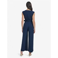 Tied Asymmetrical Lapel Jumpsuit