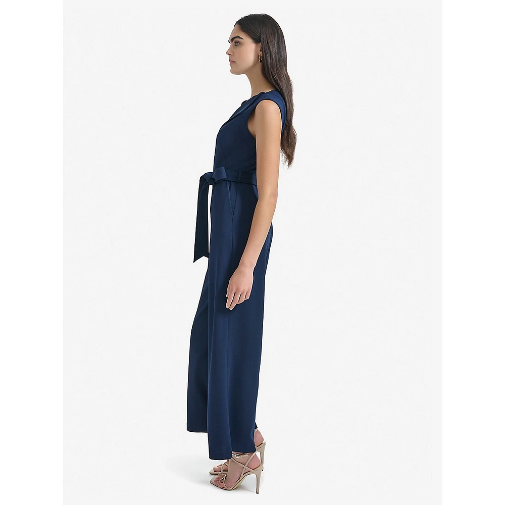 Tied Asymmetrical Lapel Jumpsuit