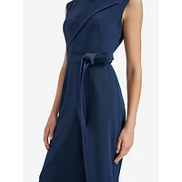 Tied Asymmetrical Lapel Jumpsuit