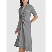 Gathered Drape Shirt Dress