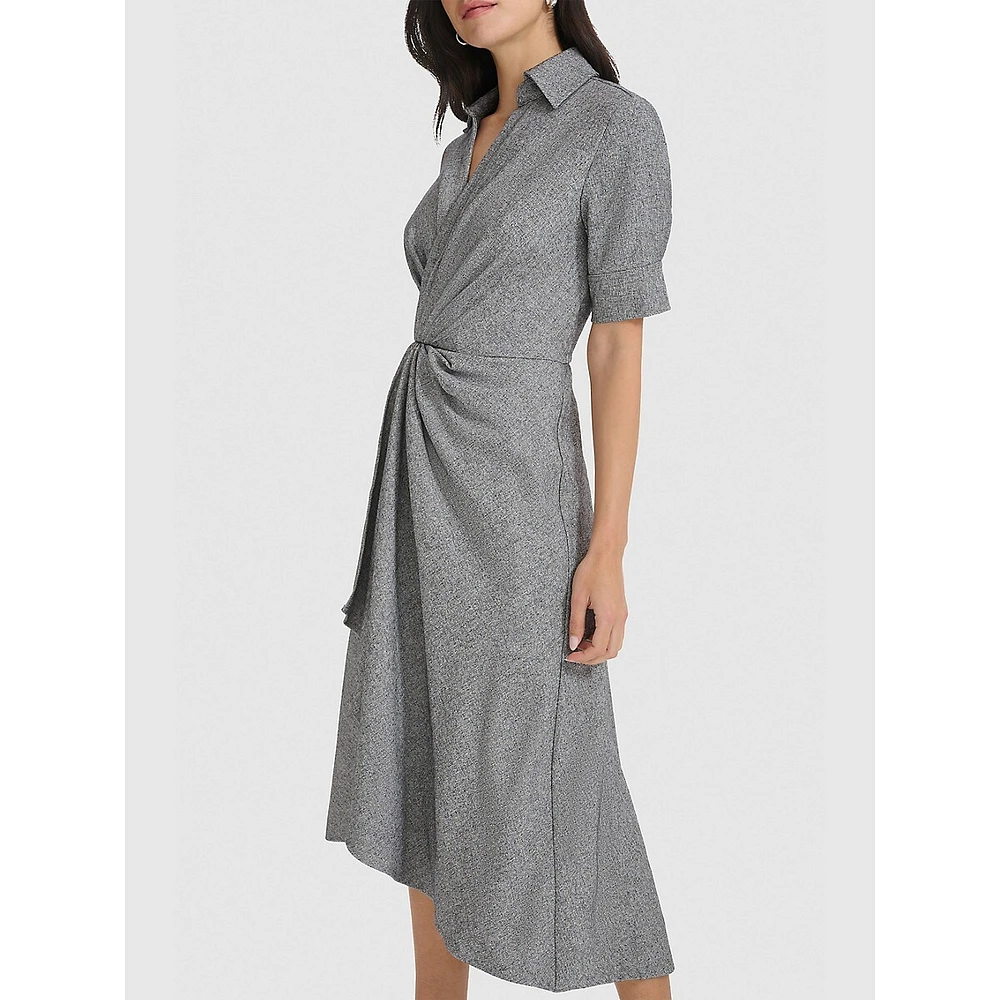 Gathered Drape Shirt Dress