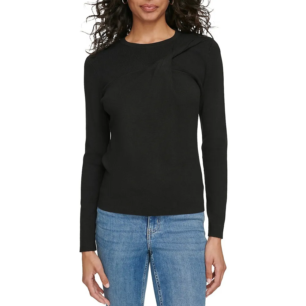 Twisted Jersey-Knit Long-Sleeve Top