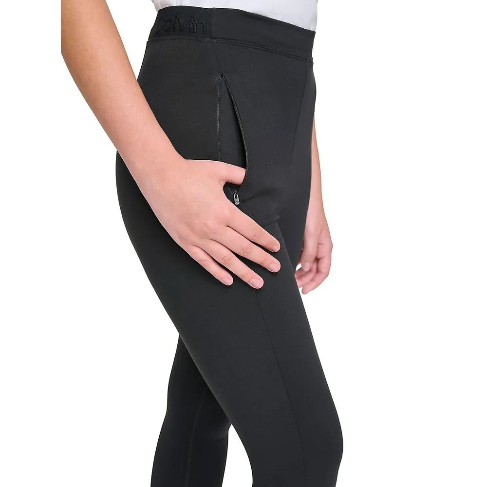 High-Rise Zip-Pocket Logo Tape Tights