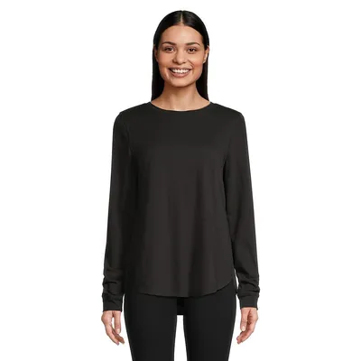 Ruched-Sleeve Textured Top