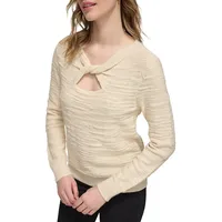 Twist-Neck Keyhole Sweater