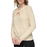 Twist-Neck Keyhole Sweater