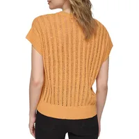 Open Weave Short-Sleeve Sweater