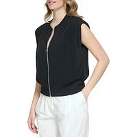 Pleated Bomber Zip Vest