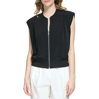 Pleated Bomber Zip Vest