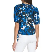 Smocked-Yoke Print Top