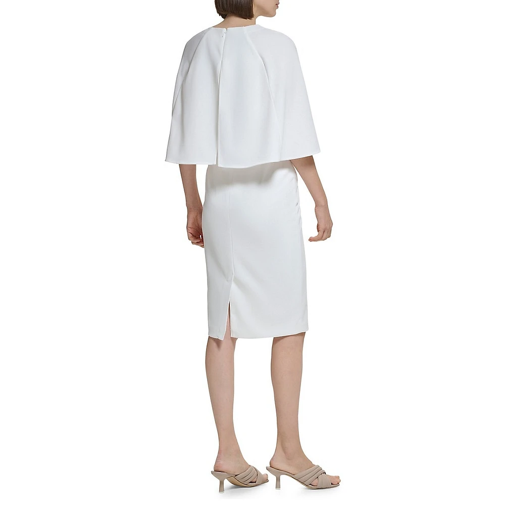 Cape-Sleeve Shealth Dress