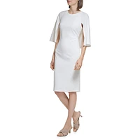 Cape-Sleeve Shealth Dress