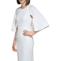 Cape-Sleeve Shealth Dress