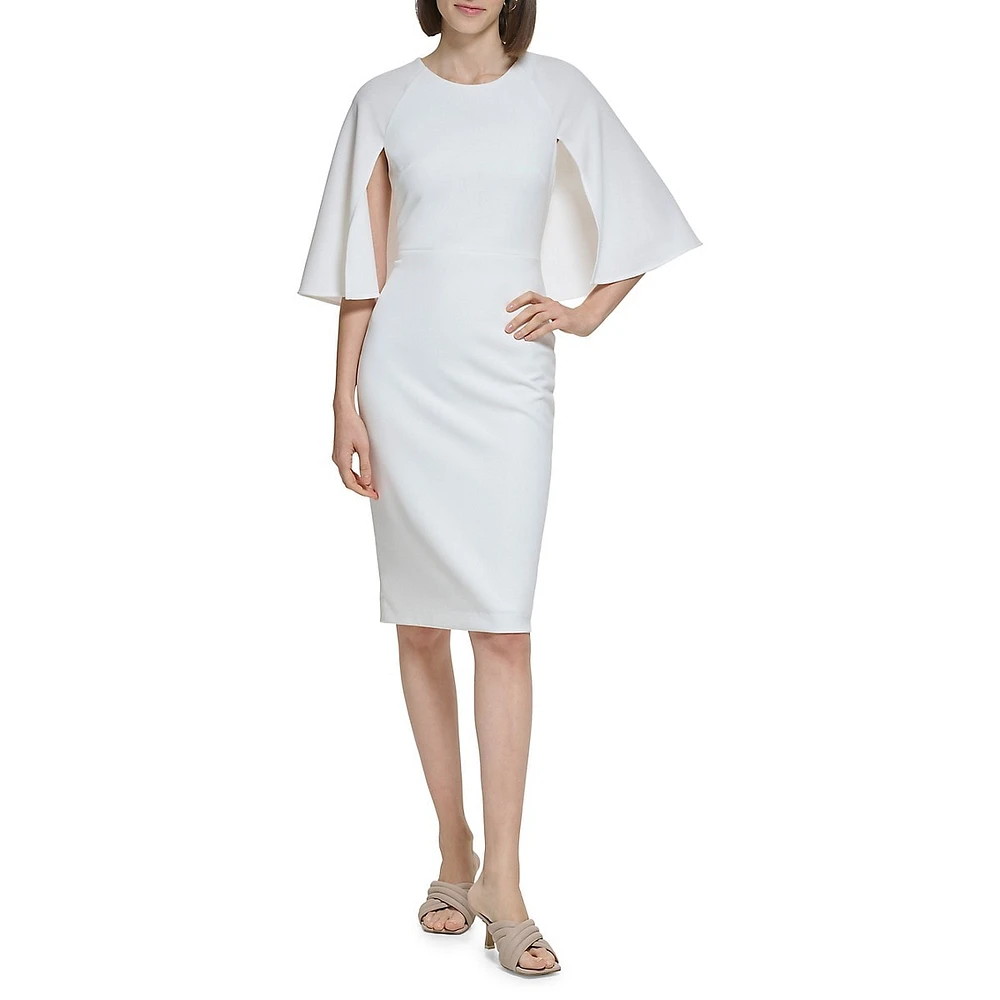 Cape-Sleeve Shealth Dress