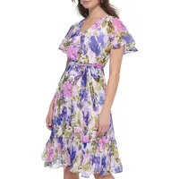 Floral Chiffon Midi Dress