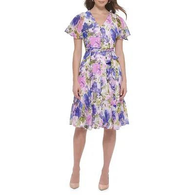 Floral Chiffon Midi Dress