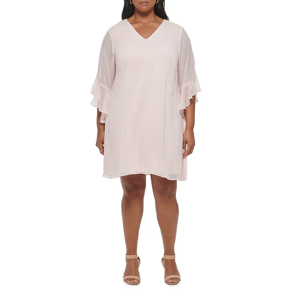 Calvin Klein Plus Dotted Chiffon Trapeze Dress | Galeries de la Capitale