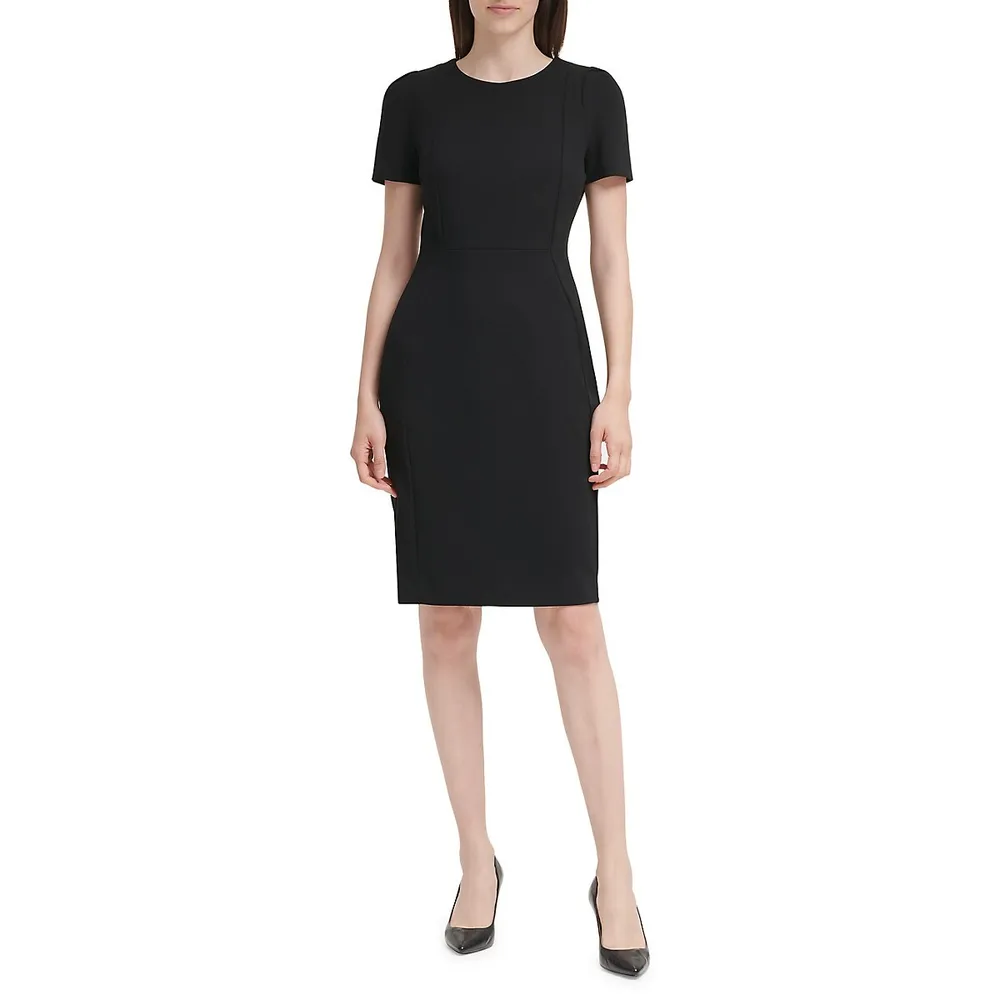 Puff-Sleeve Sheath Dress