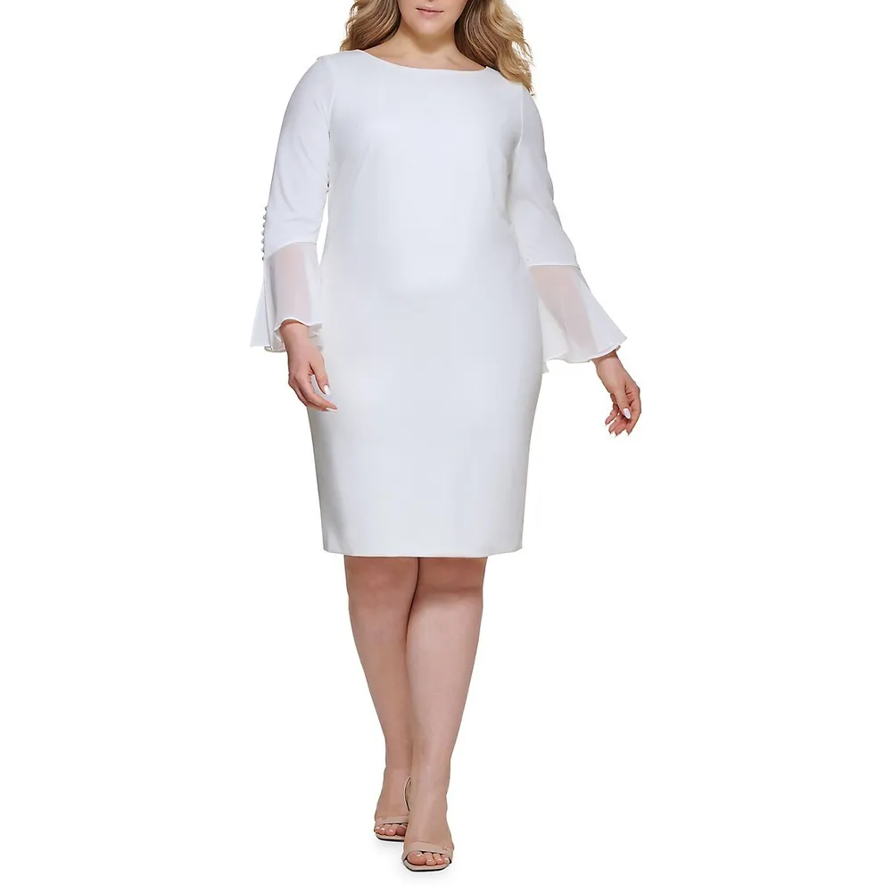 Plus Bell-Sleeve Sheath Dress