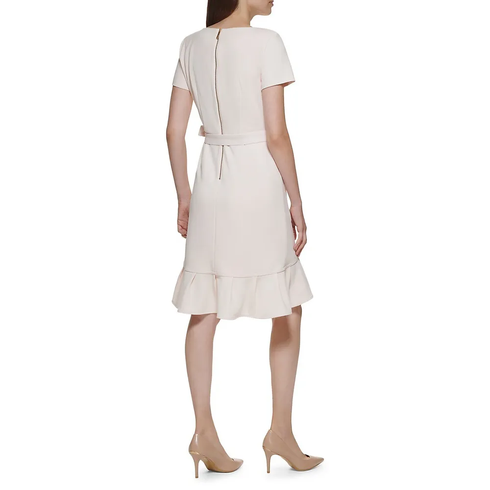 Ruffled Hem Faux Wrap Dress