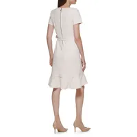 Ruffled Hem Faux Wrap Dress