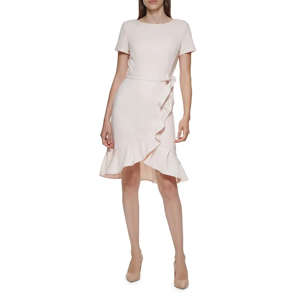 Ruffled Hem Faux Wrap Dress