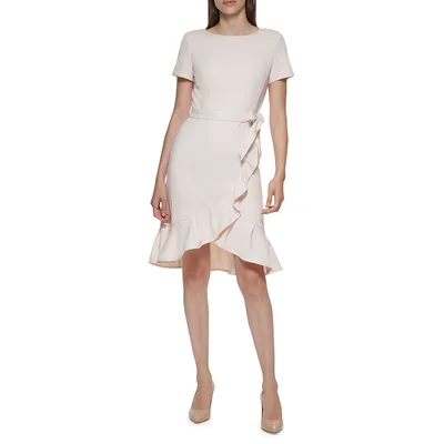 Ruffled Hem Faux Wrap Dress